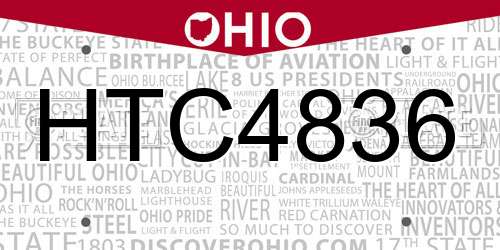 HTC4836 Ohio License Plate
