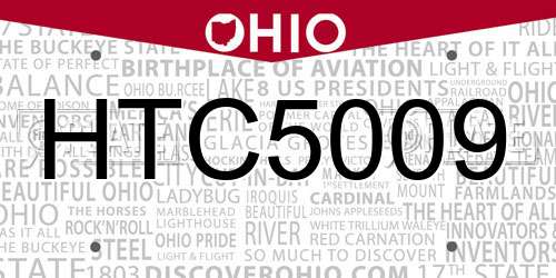 HTC5009 Ohio License Plate