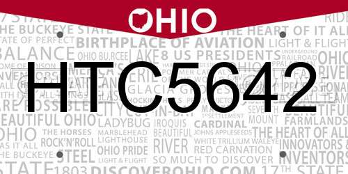HTC5642 Ohio License Plate