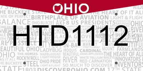 HTD1112 Ohio License Plate