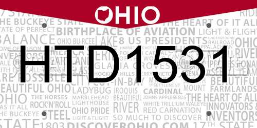 HTD1531 Ohio License Plate