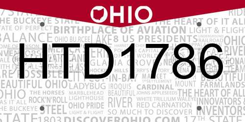 HTD1786 Ohio License Plate