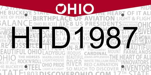 HTD1987 Ohio License Plate