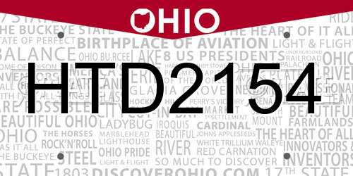 HTD2154 Ohio License Plate