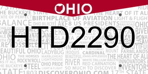 HTD2290 Ohio License Plate