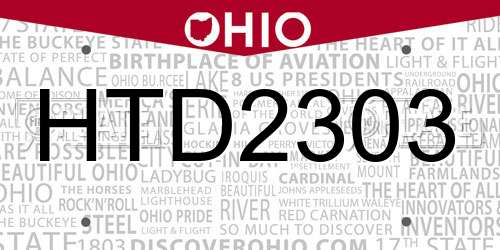 HTD2303 Ohio License Plate
