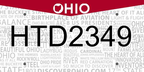 HTD2349 Ohio License Plate