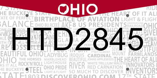 HTD2845 Ohio License Plate
