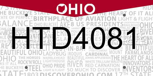 HTD4081 Ohio License Plate