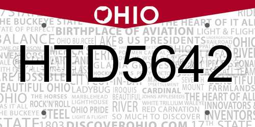 HTD5642 Ohio License Plate
