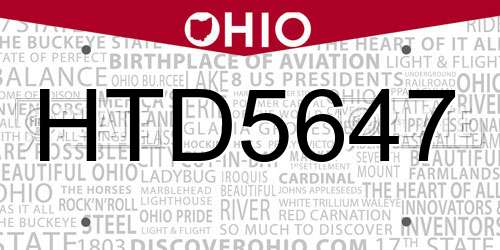 HTD5647 Ohio License Plate