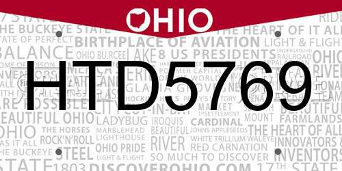 HTD5769 Ohio License Plate