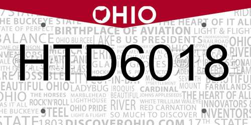HTD6018 Ohio License Plate