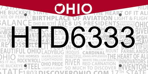 HTD6333 Ohio License Plate