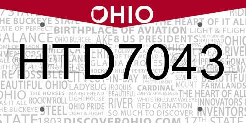 HTD7043 Ohio License Plate