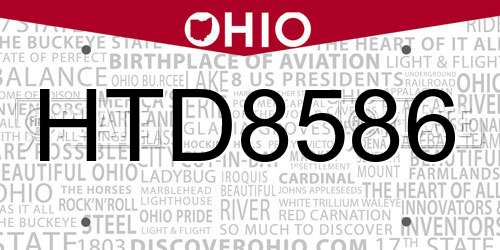 HTD8586 Ohio License Plate
