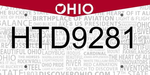 HTD9281 Ohio License Plate