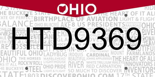 HTD9369 Ohio License Plate