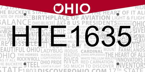 HTE1635 Ohio License Plate