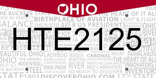 HTE2125 Ohio License Plate