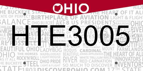 HTE3005 Ohio License Plate