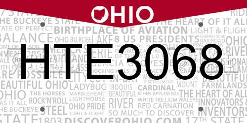 HTE3068 Ohio License Plate