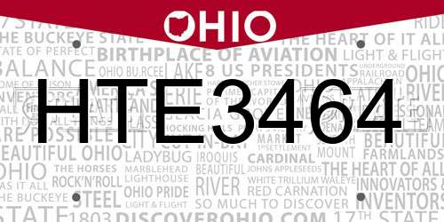HTE3464 Ohio License Plate