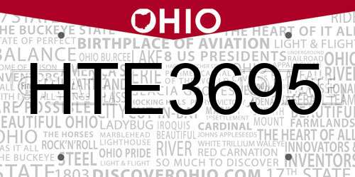 HTE3695 Ohio License Plate