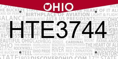 HTE3744 Ohio License Plate