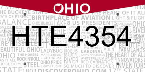 HTE4354 Ohio License Plate