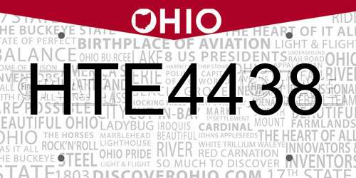 HTE4438 Ohio License Plate