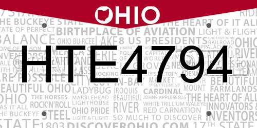 HTE4794 Ohio License Plate