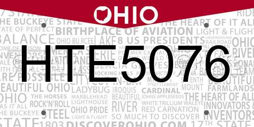 HTE5076 Ohio License Plate