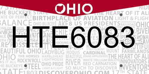 HTE6083 Ohio License Plate