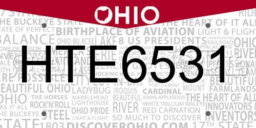 HTE6531 Ohio License Plate