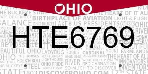 HTE6769 Ohio License Plate