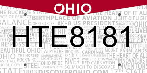 HTE8181 Ohio License Plate
