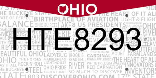 HTE8293 Ohio License Plate