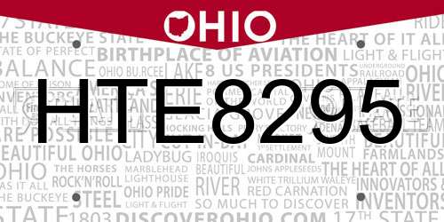 HTE8295 Ohio License Plate