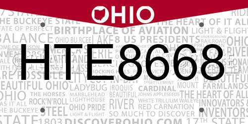 HTE8668 Ohio License Plate
