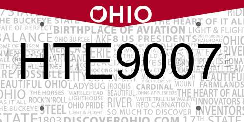HTE9007 Ohio License Plate