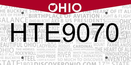 HTE9070 Ohio License Plate