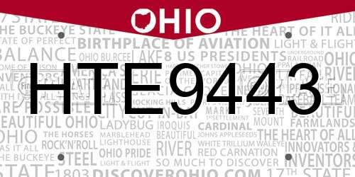 HTE9443 Ohio License Plate