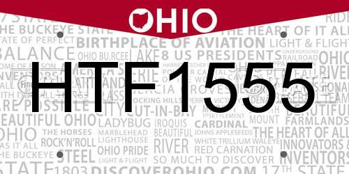 HTF1555 Ohio License Plate