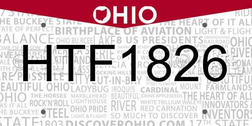 HTF1826 Ohio License Plate