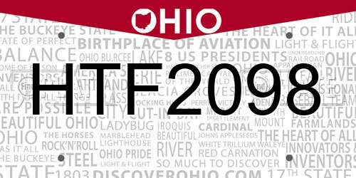 HTF2098 Ohio License Plate