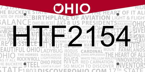 HTF2154 Ohio License Plate