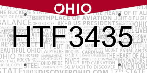 HTF3435 Ohio License Plate
