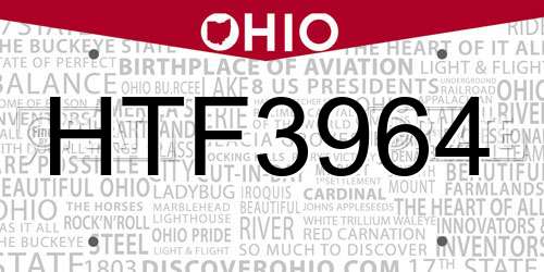 HTF3964 Ohio License Plate