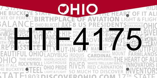 HTF4175 Ohio License Plate